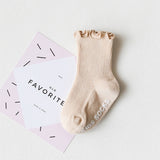 0 to 4 Yrs Ruffle Edge Non-Skid Cotton Socks with Grip For Kids Toddlers Baby Girl Boneless Socks Four Seasons