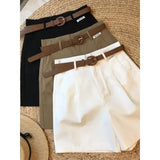 Fongt Shorts Women 2025 Summer New Retro High-Rise Thin Casual Pear-Shaped Broad Leg A Word Five-Point Pants