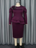 Fongt Fashioned Long-Sleeved Leaf Dresses Banquet Party Club Bian Hupus Dresses