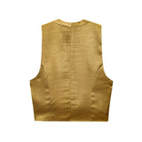 Fongt New Gold Button-Up Silk-Sense Blouse 7484091 Belt Silk-Sense Wide Leg Trousers 1478078