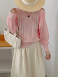 New 2022 Chic Korean Fashion Sweater Knitted Patchwork Chiffon Women Spring Autunm Elegant Ruffle Lady Tops