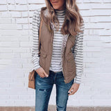 Hot Autumn And Winter Zippers Wear Both Pocket Women's Jacket Vest Vest-Outfit