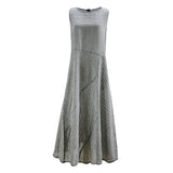 Striped Round Collar Sleeveless Large Slim Dress-Outfit