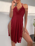 Fongt Selling Sexy Pajamas Hanging Neck Sleeping Dress Show Back Large Size Suit Open Fork Home Clothing Source