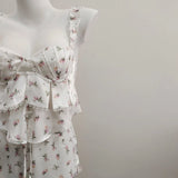 Fongt Fraiding Splicing Simulation Silk Sling Shorts Pajamas Set Idyllic Spring And Autumn Pure Thin Home Clothes Girl