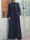 Fongt New Muslim Women's Clothing Middle Eastern Arab Style Zippered Open-Shirt Into The Bag Temperament Loose Dress