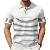 Fongt Men's Men's Casual Ball Striped Knits Ice Shuang Silk Knitting Business Polo