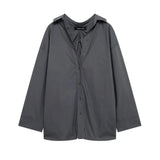 Fongt 2025 Winter New Women's Fashion Simple Back Folding Loose Shirt