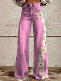 Daisy Women's Jeans High Waisted Wide Leg Pants Loose Women's Thin Imitation Jeans Wide Leg-Outfit