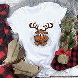 Hat Family Red Printed T-shirts Mom and Me Santa