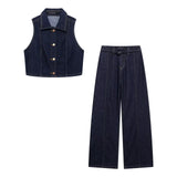 Fongt New Denim Vest 8228024 With Belt Horn Jeans 7484051