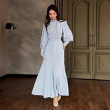 Fongt New Women's Temperament Elegant Irregular Thin Splicing Dress