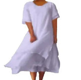 Fongt Fashion And Casual Double-Edecker Short-Sleeved Round Dress