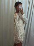 Fongt Hollow Beach Knitted Shirt Summer Seaside Vacation Long-Sleeved Sunscreen