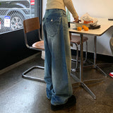 Hot Girls Leisure To Make Old Retro Loose Low-Waisted Jeans The New Style Wide-Leg Drooping Long Trousers Trend In Spring / Summer 2024-Outfit