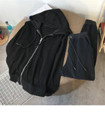 Fongt Female Spring And Autumn Thin 2023 New Zipper Hoodie Two-Piece Loose Sports Casual Set Leg