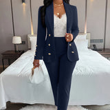 Fongt Hot Selling Sexy Wind Women's Wear For Solid Color Suit Collar Double Breasted Casual Suit Suit-Outfit