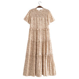 Fongt Women's New Cotton-Print T-Shirt With Loose Cake Dress 8744