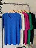 New 2022 Chic Korean Fashion Sweaters Knitted Women Autumn Winter Oversized Minimalist Style Elegant Tops