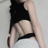 Fongt Hexing Fashion Solid Color Sexy Hollow Bodyless Collar Sleeveless Irregular Vest Conjoined