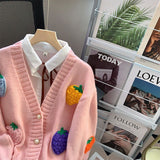 Aging Three-Dimensional Berries Early Autumn Women's Sweater Minority Design Sweater Coat Women's Cardigan 2024 New Style-Outfit