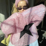 Fongt Hair Star Sweater Female Y2k New Fashion Round Collar Sweater 803-Outfit