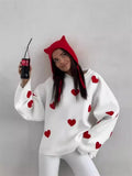 Fongt And Winter Long-Sleeved Love Sweater Female 2024 Burst Embroidered Loose Knitted
