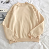 New 9 Colors Pink Green O-neck Hoodies Women Winter Autumn Pullover Sweatshirt Female Pure Color Loose Tracksuit