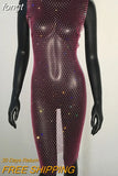 Rhinestones See Through Mini Dress Sexy Sleeveless Fishnet Hollow Out Dresses Women Summer Beach Sexy Cover