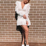Fongt Summer Embroidery Dress Sexy Lace Printed