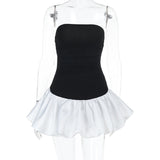 Fongt Spring 2025 New Style Temperament Sexy Body-Bossed Bubble Sleeve A Swing Dress