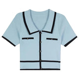 Silk Short-Sleeved T-Shirt Women's Summer 2025 New Design Sense Bm Short Polo Collar Knitting Top