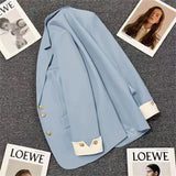 Fongt Suitcase Women's 2025 Spring New Korean Style Suit Blue Blast Street Ocean Design Sense