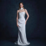 Fongt Certificate Beautiful Engagement Dress Can Wear A Simple Temperament Bow To Waist French Sling Dress