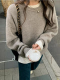 Women's Winter Sweaters Casual LOOSE Thickening Warm Knitted Top Pullover Grey Green Oversized Sweaters for Women