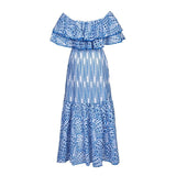 Embroidery Elegant Dress For Women Slash Neck Short Sleeve High Waist Cut Out Midi Dresses Female Summer