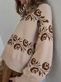 Fongt And Winter New Half-High Collar Fashion Loose Embroidered Knitted Shirt Sweater Woman