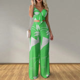 Fongt Set Of Women's Personality Temperament Straight Trousers Sexy Top Fashion Casual Set