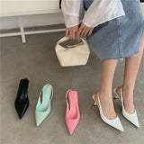 Fongt And Summer New Pointed Fine Heel Single Shoes Behind The Empty Sandals Fairy Style With Skirt High Heels