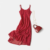 New-Coming Spring Summer Holiday Dress Cross Spaghetti Strap Open Back Dot Beach Style Ankle-Length Women