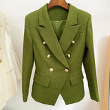 QUALITY Newest 2023 Baroque Designer Blazer Jacket Women's Classic Metal Lion Buttons Double Breasted Slim Fitting