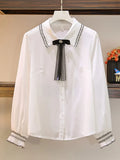 Women French Vintage Dresses Sets Korean Casual Turn Down Collar Long Sleeve Blouse+tweed Vest Dress Two Pieces