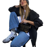 Fongt New Women's Casual Color Collar Single Buckle Large Pocket Loose Comfortable Long-Sleeved