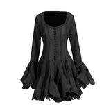 Fongt Temperament Dress Women 2025 Summer New Fresh Sweet Windwood Ear Mesh Splicing Design Short