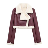 Fongt New Autumn And Winter Double-Sided Locomotive Jacket Jacket Women's Short-Colored Zipper Top
