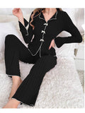 Fongt Autumn And Winter Collar Long-Sleeved Trousers Lady Pajamas Set Homewear