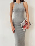 Fongt Rib-Dress Dress Body-Body-Skinny Vest Sleeveless One-Step Skirt Babes