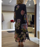 Fongt 2025 New Temperament Elegant Print Dress