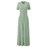 Fongt Retro Style Short-Sleeved Collar Knitted Hollow Pattern Dress Dress Dress Dress Dress Dress Dress
