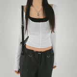 Slimming Shows Thin Spice Girls Fashion Two-Piece Blouse 2023 Pure Style Simple T-Shirt-Outfit